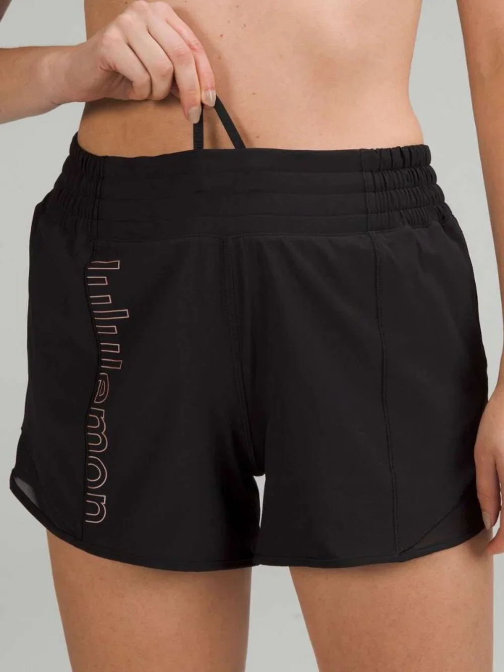 Lululemon Black Rose Gold Logo Hotty Hot High Rise 4